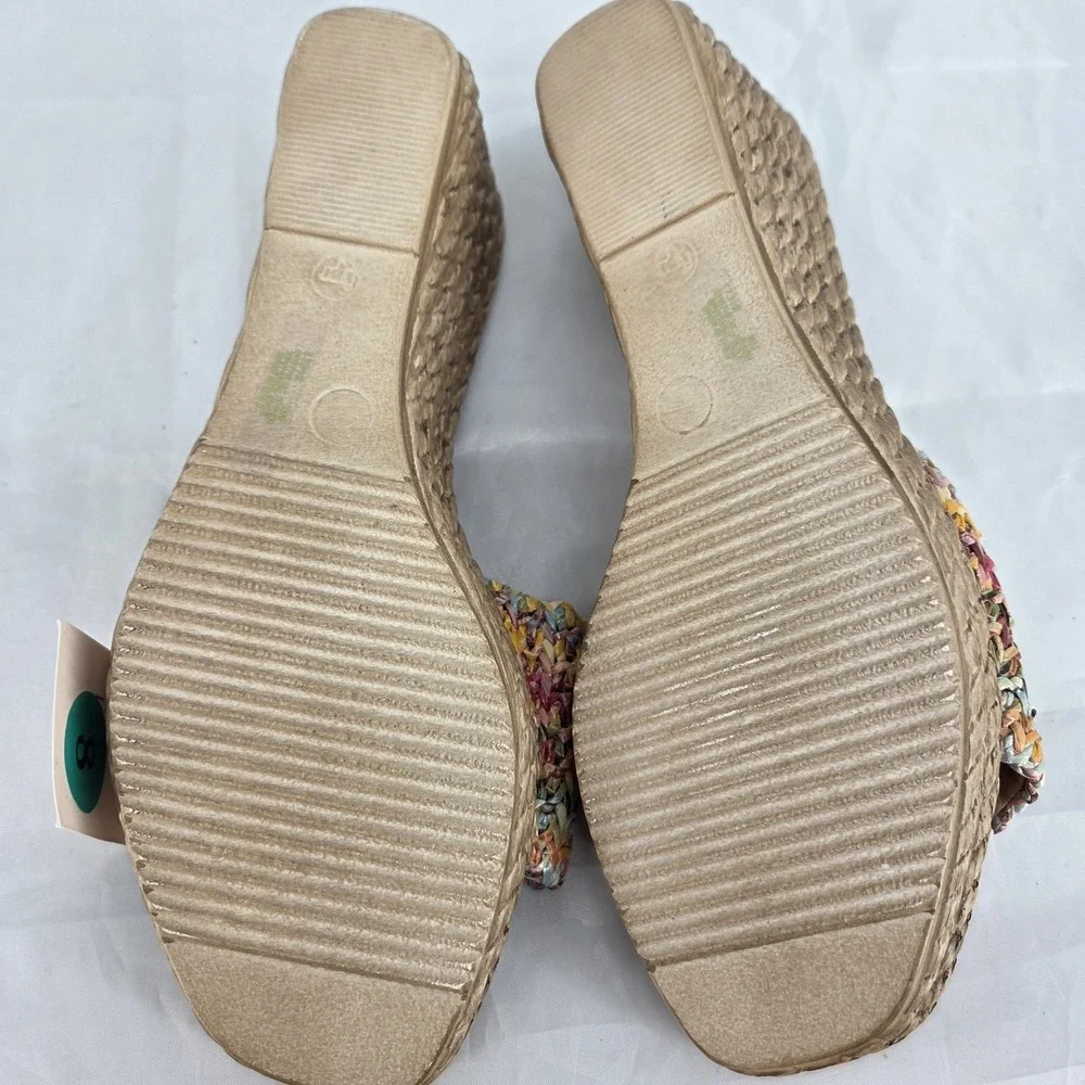Fabio Maggenti Italy Wedge Sandals Womens 8M Multicolor Raffia Espadrille NWT